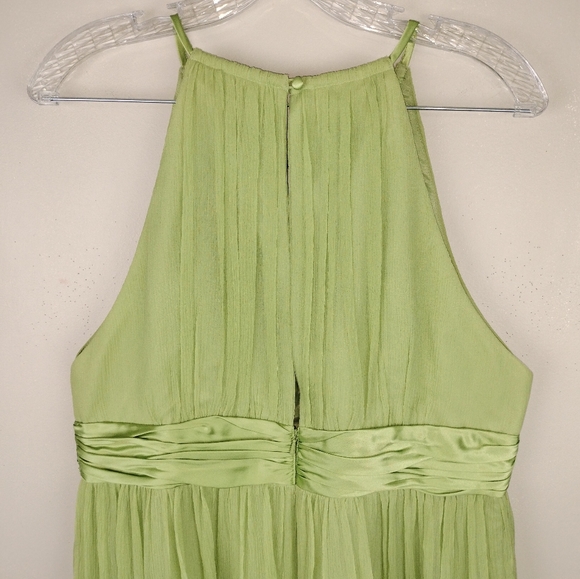 Vintage Maggy London Crepe Silk Overlay High Cut Neckline Midi Dress Sz. 14 - Picture 9 of 12